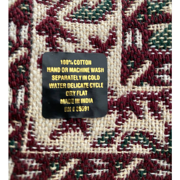 Christmas Tree Decor Table Runner Jacquard Reversible 100% Cotton Red Green 72" - Picture 5 of 6